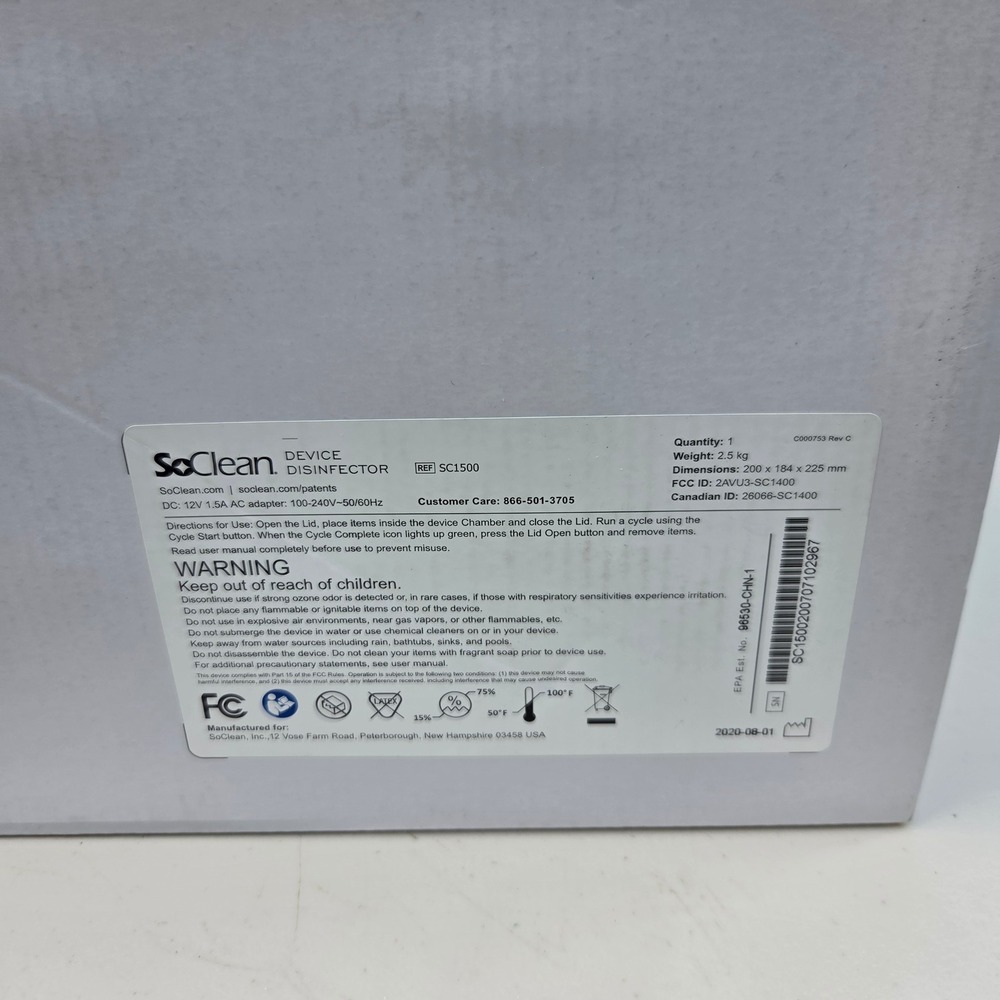 SoClean Device Disinfector SC1500 Unisex OS Gray Open Box Sanitizer Box - Picture 2 of 7